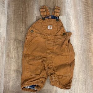 Carhartt Kids Tan/Brown Duck Overalls with Adjustable Straps